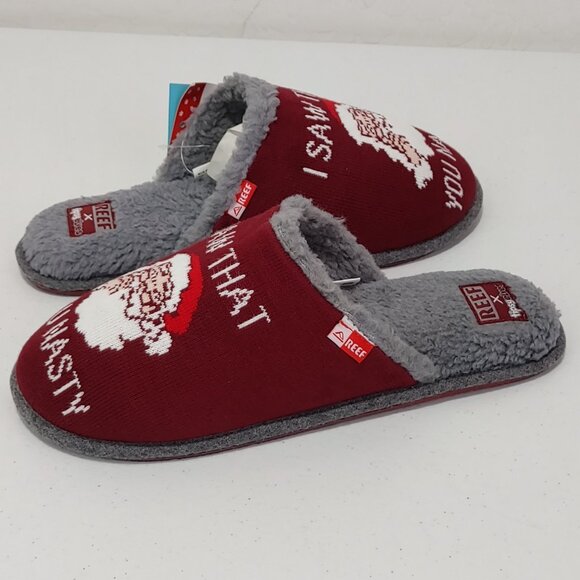 Reef x Tipsy Elves Santa Claus Holydays "You Nasty" Slippers Men's Size 9 - Picture 12 of 12